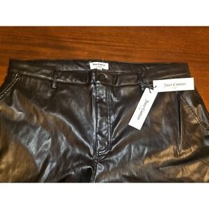 Juicy Couture Cropped Pants Womens Plus 18W Black Faux Leather High Rise JC299B‎